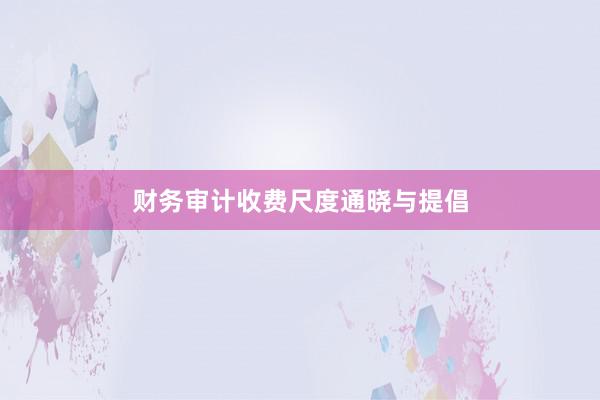 财务审计收费尺度通晓与提倡